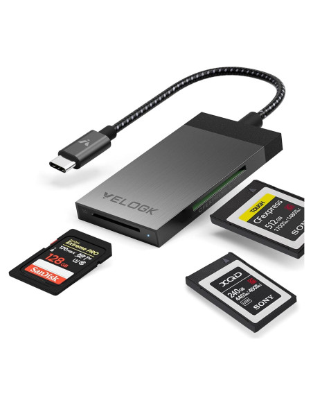 Lector de Tarjetas CFexpress/XQD/SD VELOGK USB-C 3-en-1 Lector de Tarjetas CFexpress/XQD/SD VELOGK USB-C 3-en-1