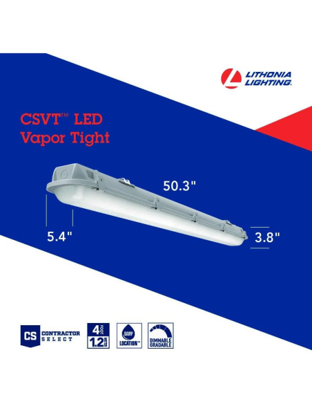 Luz LED Impermeable Lithonia 4 Pies 4946 Lúmenes Ajustables Luz LED Impermeable Lithonia 4 Pies 4946 Lúmenes Ajustables
