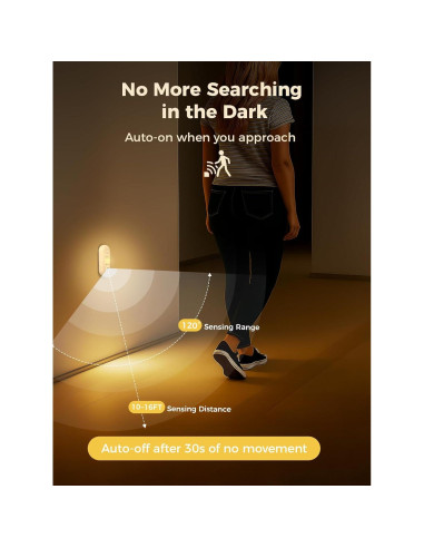 Luces LED con Sensor de Movimiento Recargables 3000K - Paquete de 6
