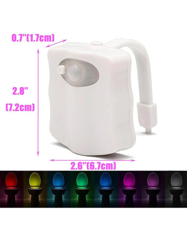Luz Nocturna LED para Inodoro WYDDDARY 8 Colores Sensor Movimiento