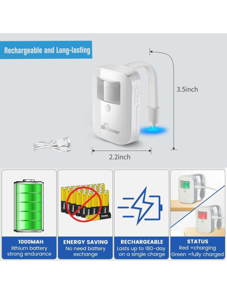 Luz de Inodoro Witshine con Sensor de Movimiento 4 Pack LED Luz de Inodoro Witshine con Sensor de Movimiento 4 Pack LED