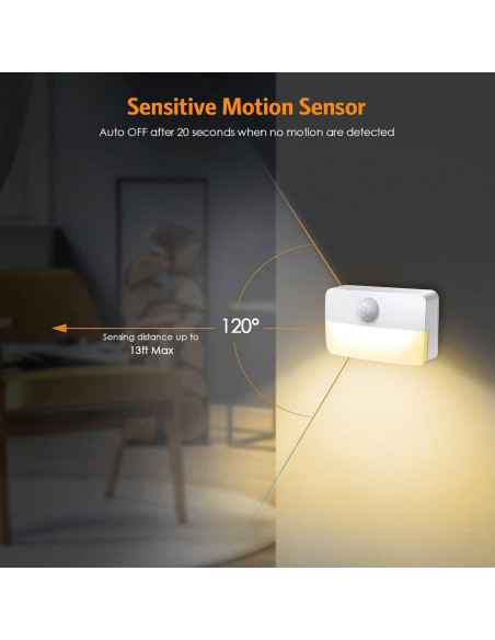 2 Pack Luz Nocturna Sensor de Movimiento JXTZ 3000K Adhesiva 2 Pack Luz Nocturna Sensor de Movimiento JXTZ 3000K Adhesiva