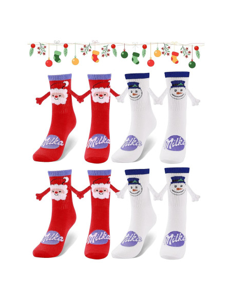Calcetines Magnéticos de Navidad 4 Pares para Parejas Calcetines Magnéticos de Navidad 4 Pares para Parejas