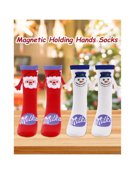 Calcetines Magnéticos de Navidad 4 Pares para Parejas Calcetines Magnéticos de Navidad 4 Pares para Parejas