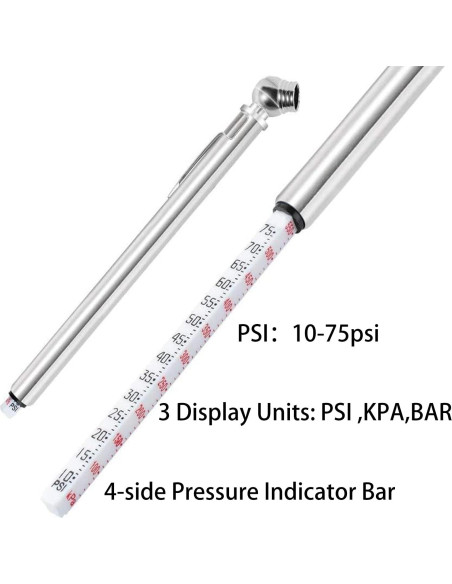 Medidor de Presión de Neumáticos PINKJOY Acero Inoxidable 10-75 PSI Medidor de Presión de Neumáticos PINKJOY Acero Inoxidable 10-75 PSI