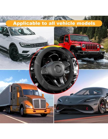 Cubierta de Volante de Coche Zipelo, Cuero Antideslizante 36.8-39.4cm Cubierta de Volante de Coche Zipelo, Cuero Antideslizante 36.8-39.4cm