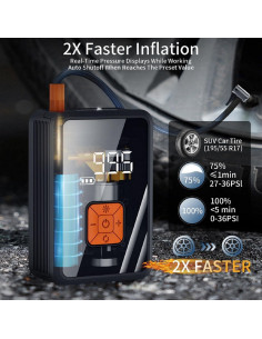 Bomba de Aire Portátil Lazyshine 150 PSI Recargable con Luz LED 2