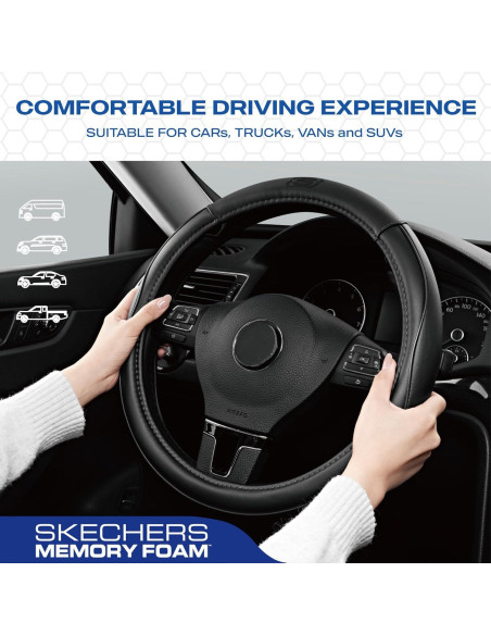Cubierta de Volante Skechers de Cuero Microfibra 37-38 cm Negra Cubierta de Volante Skechers de Cuero Microfibra 37-38 cm Negra
