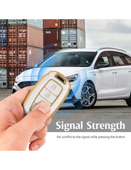 Funda de llavero TPU WORCAS para Hyundai 4 botones Oro-Blanco Funda de llavero TPU WORCAS para Hyundai 4 botones Oro-Blanco