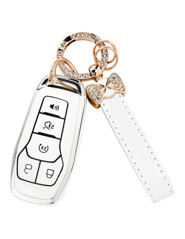 Cubierta de Llavero TPU Ford Lincoln - Blanco - Compatible Edge, Fusion, Explorer, Mustang