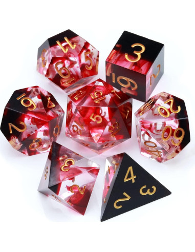 Juego de Dados Haxtec D&D Rojo con Estuche Premium 7PCS