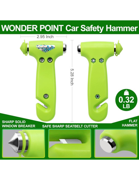 Rompeventanas de coche WONDER POINT - Kit de emergencia 2 paquetes Rompeventanas de coche WONDER POINT - Kit de emergencia 2 paquetes