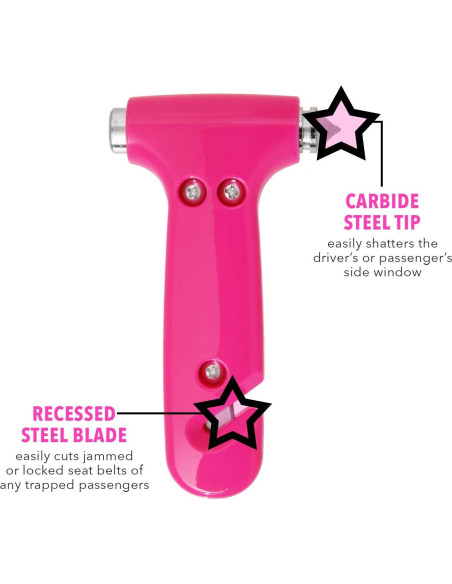 Martillo de Seguridad Rosa Blingsting - Escape Automotriz y Cortador de Cinturón Martillo de Seguridad Rosa Blingsting - Escape Automotriz y Cortador de Cinturón