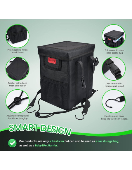 Bolsa de Basura para Auto SLOGENTO 6.65L Plegable a Prueba de Fugas Bolsa de Basura para Auto SLOGENTO 6.65L Plegable a Prueba de Fugas