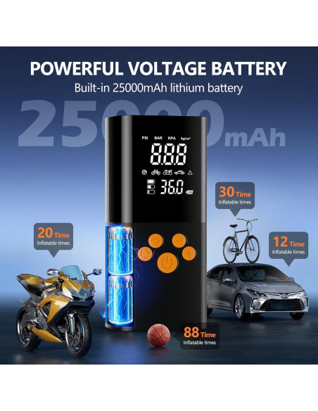 Compresor de Aire Portátil POIYTL 180 PSI 25000mAh Inflador Compresor de Aire Portátil POIYTL 180 PSI 25000mAh Inflador