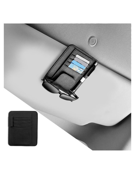 Organizador de Visera de Coche Tecledsn Negro PU 15.5x13 cm Organizador de Visera de Coche Tecledsn Negro PU 15.5x13 cm