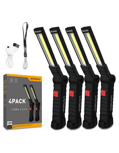 Luz de Trabajo LED Portátil 800 Lúmenes con Gancho y Base Magnética