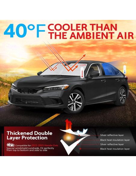 Protector Solar KAYZT para Parabrisas Honda Civic 2022-2025 Protector Solar KAYZT para Parabrisas Honda Civic 2022-2025