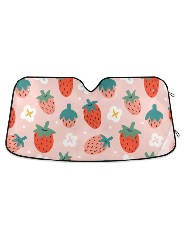 Protector Solar Parabrisas Qilmy 140x70cm Fresas Plegable UV