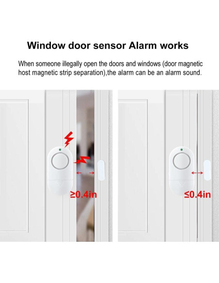 Alarmas de Ventana y Puerta Toeeson 120DB - Paquete de 10 Alarmas de Ventana y Puerta Toeeson 120DB - Paquete de 10