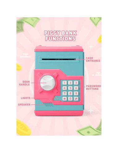 Hucha Electrónica Playsheek Grande con Contraseña - Rosa-Azul