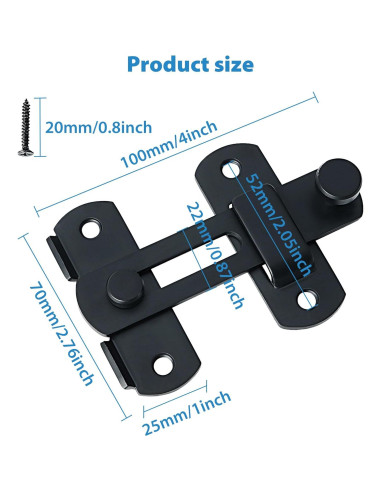 Pestillo de Seguridad Alise 10.16 cm Acero Inoxidable Negro Mate