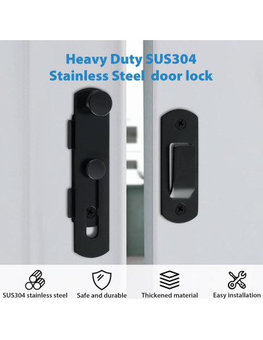 Pestillo de Seguridad Alise 10.16 cm Acero Inoxidable Negro Mate