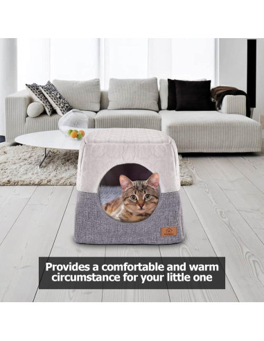 Cama para Gatos Ownpets 3 en 1 Plegable Suave Gris
