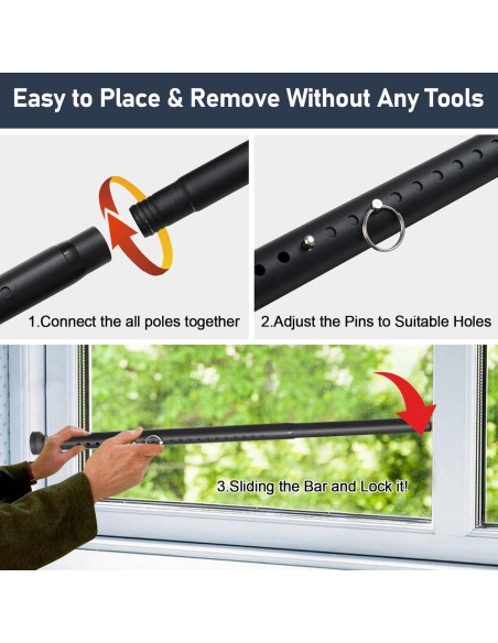 Barra de Seguridad Ajustable USDeikour para Puertas y Ventanas Barra de Seguridad Ajustable USDeikour para Puertas y Ventanas