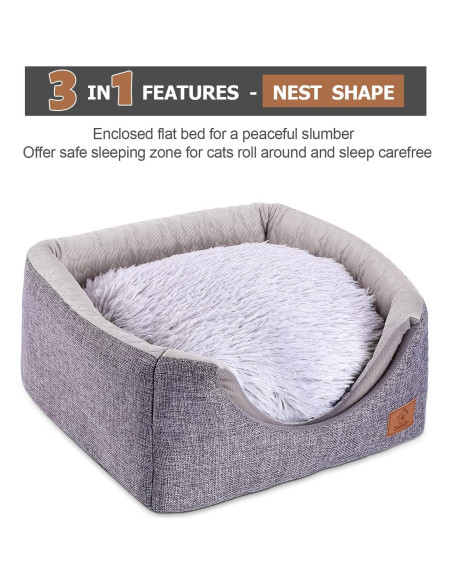 Cama para Gatos Ownpets 3 en 1 Plegable Suave Gris Cama para Gatos Ownpets 3 en 1 Plegable Suave Gris