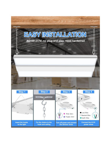 Luz LED Alta Bahía ADUB 150W 1.3FT Dimmable 22500LM