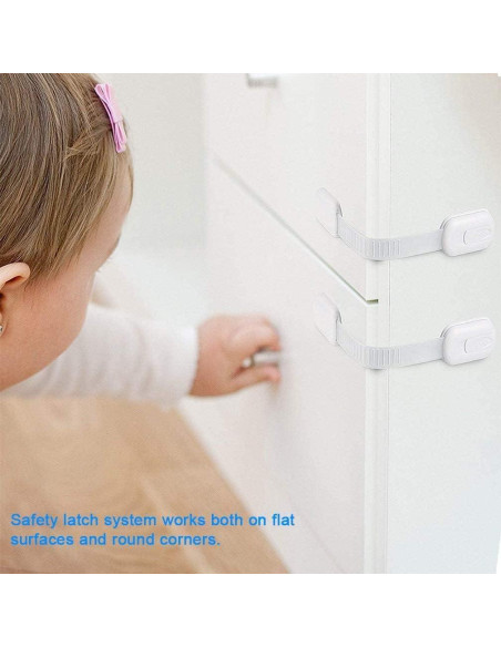 Paquete de 10 Cerraduras de Seguridad para Bebés Blancas Ajustables