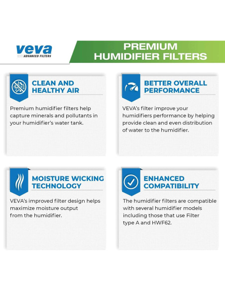 Paquete de 6 Filtros de Humidificador VEVA para Holmes y Sunbeam Paquete de 6 Filtros de Humidificador VEVA para Holmes y Sunbeam
