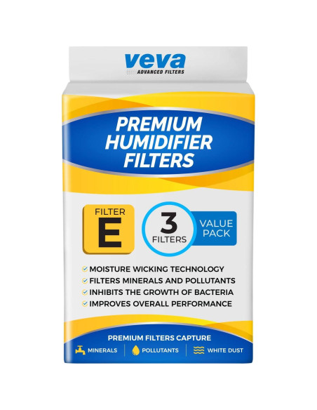 Filtros de Humidificador VEVA 3-Pack - Reemplazo Filtro E, HC-14, HCM-6009, HEV-680 Filtros de Humidificador VEVA 3-Pack - Reemplazo Filtro E, HC-14, HCM-6009, HEV-680