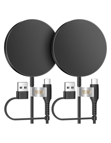 Cargador Inalámbrico JSAUX 15W MagSafe 2-Pack Negro