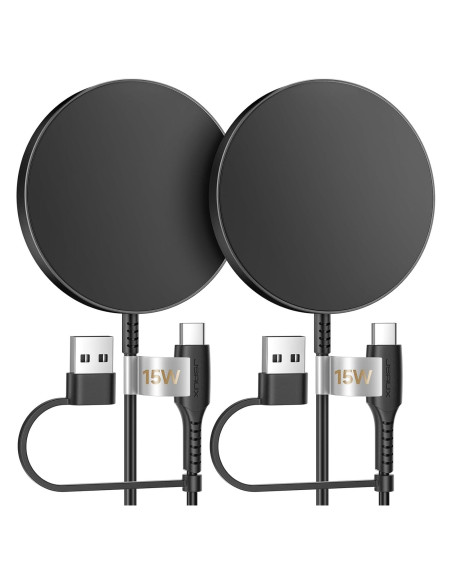 Cargador Inalámbrico JSAUX 15W MagSafe 2-Pack Negro Cargador Inalámbrico JSAUX 15W MagSafe 2-Pack Negro