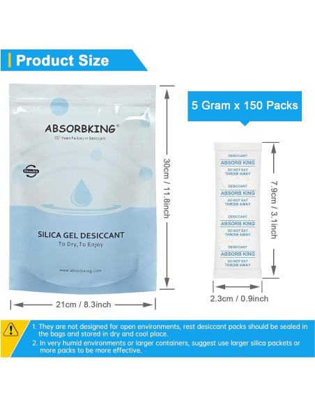 Paquetes de Gel de Sílice SISUOBO 150x5g Grado Alimenticio Paquetes de Gel de Sílice SISUOBO 150x5g Grado Alimenticio