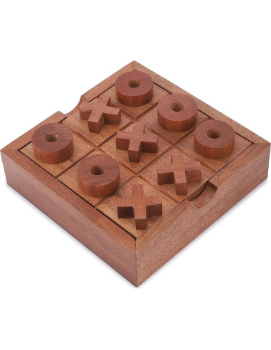 Juego de Mesa Tic Tac Toe Ajuny Madera Estilo Granja 15x15 cm