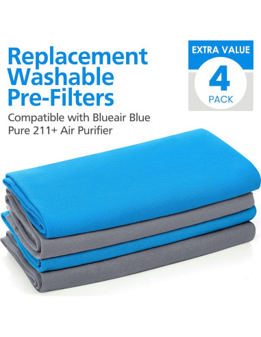 Filtros Prelavables Cabiclean para Purificador Blueair 211+ - 4 Piezas