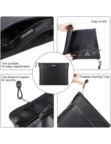 Bolsa Ignífuga ENGPOW 34x26 cm Doble Cremallera Impermeable Bolsa Ignífuga ENGPOW 34x26 cm Doble Cremallera Impermeable