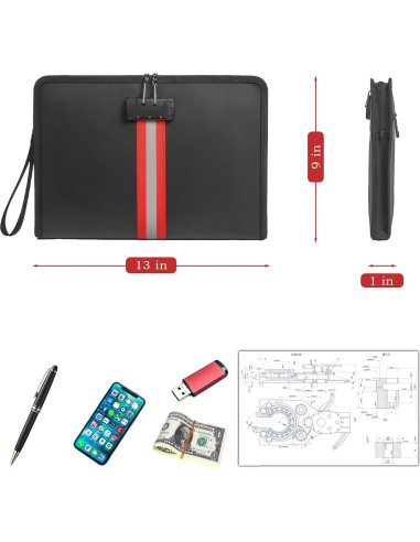 Bolsa de Documentos a Prueba de Fuego y Agua Genérica 33x23 cm