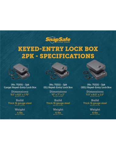 Caja de Seguridad Portátil SnapSafe XXL 2-Pack con Llave Igual