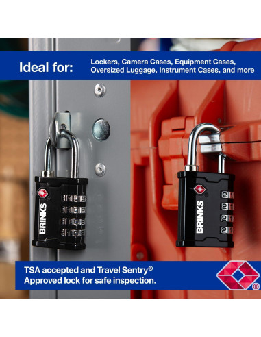 Candado de Equipaje TSA Brinks 4 Dígitos Resettable - 2 Paquete