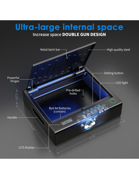 Caja Fuerte Biométrica KESONS para Pistolas - Acceso Rápido Caja Fuerte Biométrica KESONS para Pistolas - Acceso Rápido