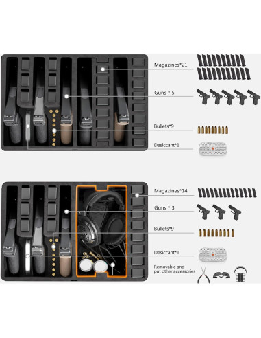 Estuche Duro Kinghardcase para 5 Pistolas y 21 Revistas