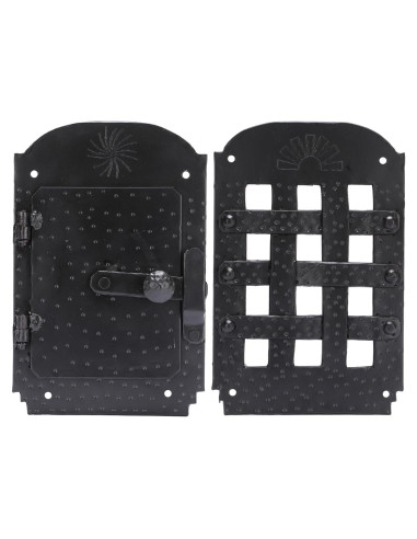 Rejilla de puerta forjada A29 Speakeasy con acabado negro