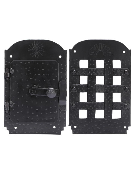 Rejilla de puerta forjada A29 Speakeasy con acabado negro Rejilla de puerta forjada A29 Speakeasy con acabado negro