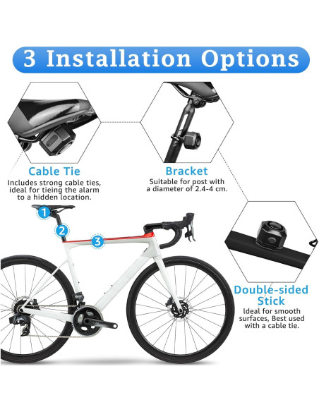 Alarma de Bicicleta NineLeaf Recargable USB 110dB IP65 Inalámbrica Alarma de Bicicleta NineLeaf Recargable USB 110dB IP65 Inalámbrica