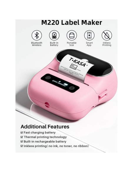 Impresora de Etiquetas Térmicas Phomemo M220 Rosa Inalámbrica Impresora de Etiquetas Térmicas Phomemo M220 Rosa Inalámbrica