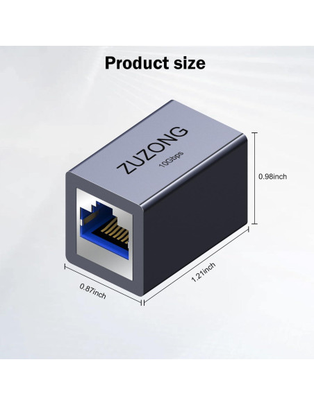Acoplador RJ45 10GB ZUZONG Femenino a Femenino 2 Pcs Acoplador RJ45 10GB ZUZONG Femenino a Femenino 2 Pcs